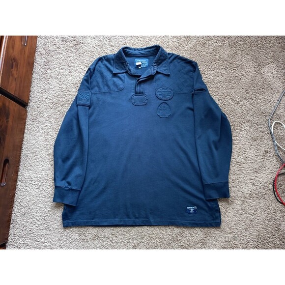 Vintage Parish Nation Polo Shirt Men's 3XL Navy Blue Long Sleeve - Picture 1 of 10